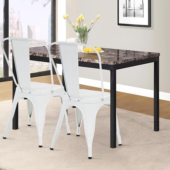 FDW Metal Dining Chairs Set of 2 Modern Patio Chair 18 Inch Indoor Outdoor Chairs Kitchen Chairs Metal Chairs Restaurant Chair Seat Height Metal Stackable Chair 330 LBS Weight Capacity