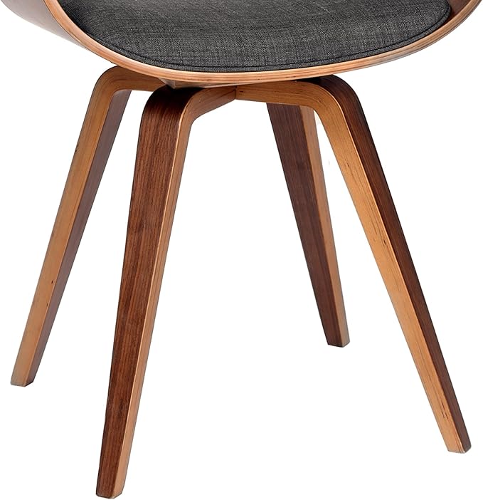Armen Living Summer Modern Chair in Charcoal Fabric and Walnut Wood - Set of 2