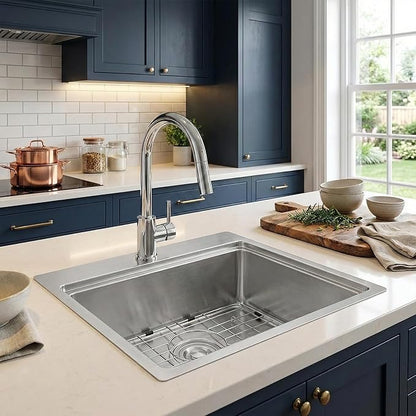 18x18 Inch Drop In Bar Sinks, Stainless Steel Top Mount Single Bowl Kitchen Prep Sink Wet Bar Laundry Outdoor RV Patio Sink with Cutting Board