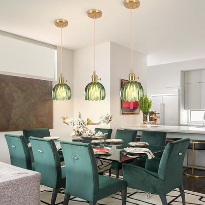 Pendant Light Fixtures,Mini Hanging Lights Green Glass Vintage Pendant Light 5.1Inch E26 Hanging Light Adjustable Hanging Light for Bedroom Living Room Hallway