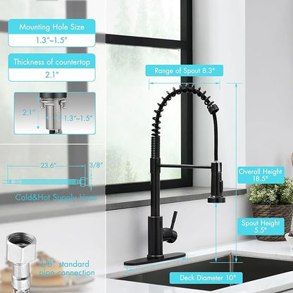 GIMILI Oil Rubbed Bronze Touchless Kitchen Faucet with AC Adapter, Motion Sensor Smart Hands Free Single Handle Kitchen Sink Faucet with Pull Down Sprayer