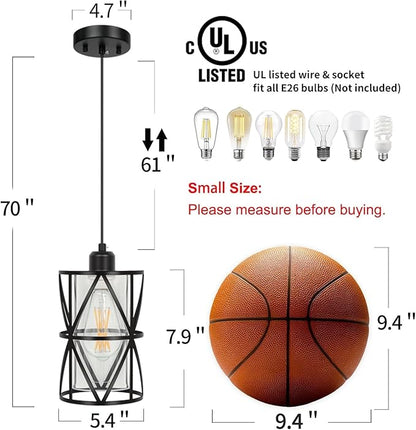 Black Pendant Lights Kitchen Island, Pendant Light with Clear Glass Shade, Modern Kitchen Lights, Hanging Light Fixture for Kitchen Island, Foyer, Dining Room, Entryway