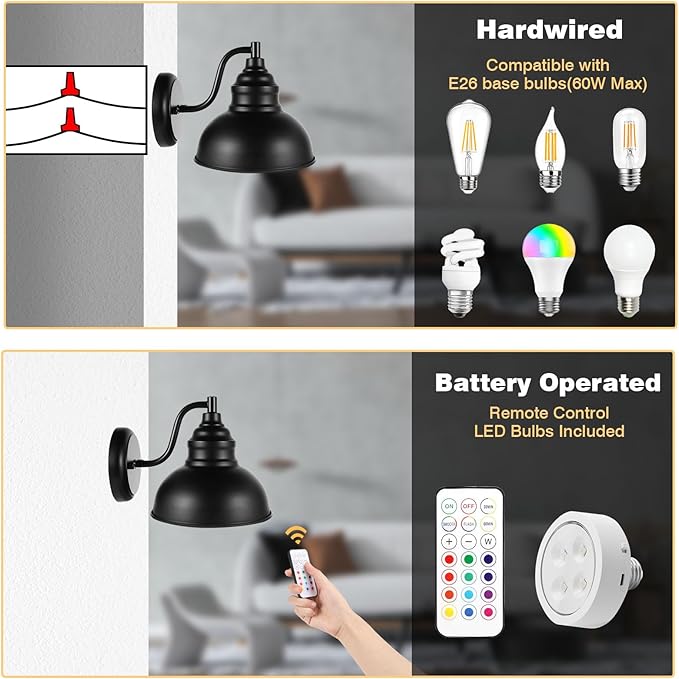 Wall Sconces Battery Operated – Rechargeable Wall Lights with Remote Control Dimmable Auto Timer–13 Colorfuls Changeable to Elegant Touch Wall Lamp for Bedrooms Living Rooms Game Rooms Hallways