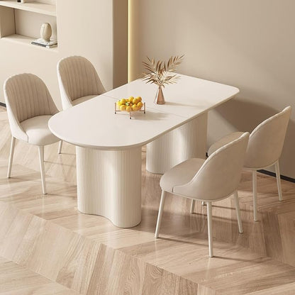 Guyii 55.11" Dining Table Set with 4 Chairs, Modern Kitchen Table Set, Indoor Dining Table for Kitchen, Bar, Living Room, Breakfast Nook, Small Space, White
