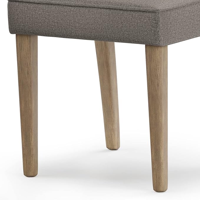 SIMPLIHOME Bartow Kitchen Chairs - Upholstered Solid Hardwood and Woven Polyester Kitchen Chair Set in Taupe, Contemporary Armless Dining Room Seating with Cushioned Seat and Back (Set of 2)
