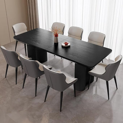 Miuuod 79" Extra Large Kitchen & Dining Table Set,Dining Room Table Set for Big Family, 1 Console Table with 8 Chairs,Centre Desk with Upholstered PU Chairs,Home Furniture Rectangular Modern, Black