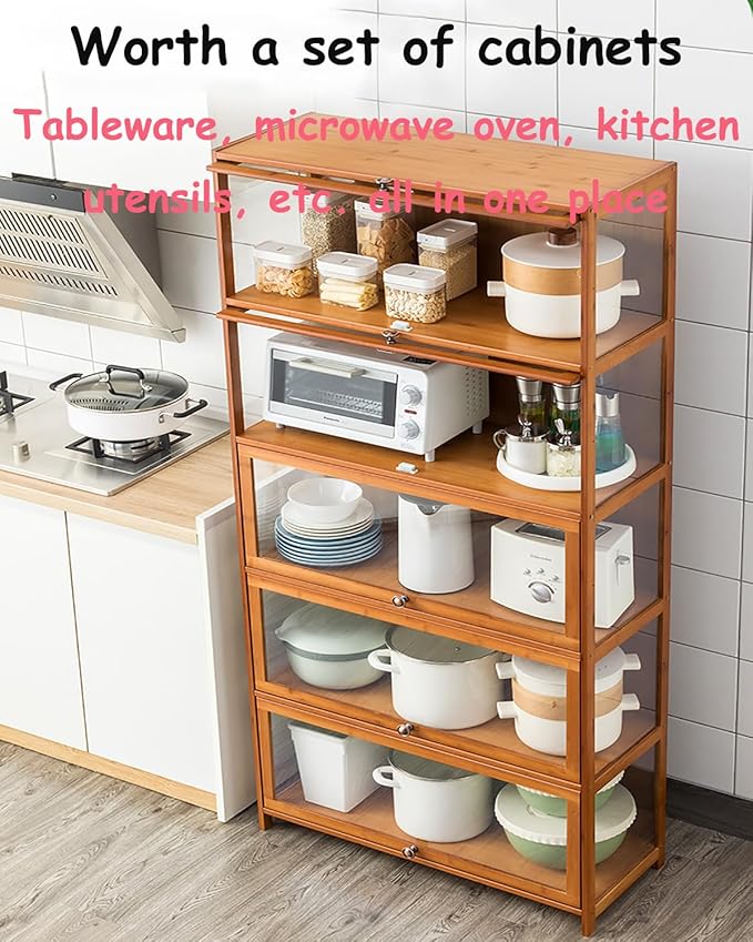 JSDMBD Kitchen Storage Cupboard, Pantry and Freestanding Cupboards, Dustproof and Easy to Clean, Kitchen Island for Spices, Pots and Pans, Storage Shelf for Kitchen, Living Room and Dinning Room