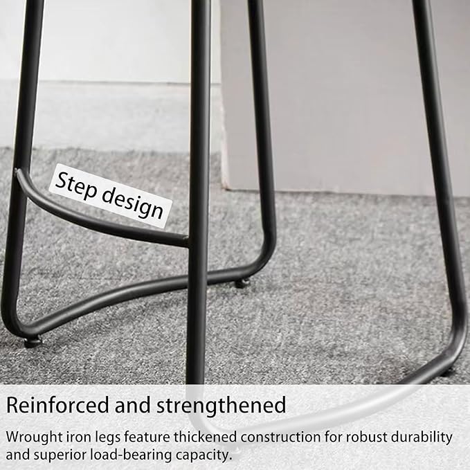 Rustic Backless Solid Wood Stools Set of 2, 45/65/75cm Counter Height stools with Metal Leg and Footrest, Chairs for Kitchen Island Dining Room,White Legs-45cm