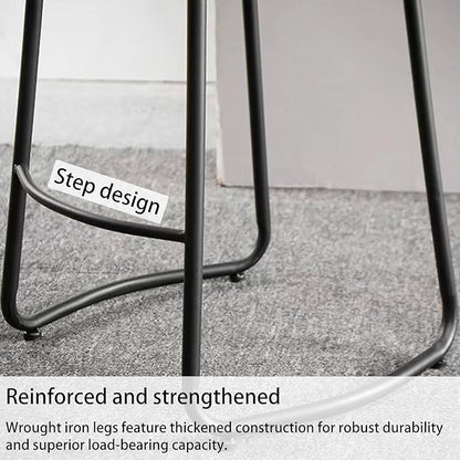 Rustic Backless Solid Wood Stools Set of 2, 45/65/75cm Counter Height stools with Metal Leg and Footrest, Chairs for Kitchen Island Dining Room,White Legs-45cm