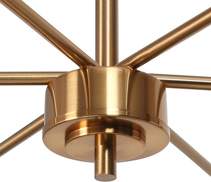 KSANA Modern Gold Chandeliers, 6-Light Chandeliers for Dining Room Electroplated Brass Kitchen Island Lights Hanging Pendant Light for Living Room, Bedroom, Kitchen