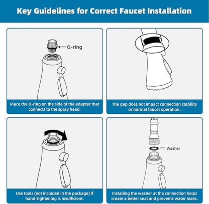 Hibbent Pull Down Kitchen Faucet Head Replacement, NSF/ANSI/CAN 61 & CUPC Certified 3-Function Sink Spray Nozzle with 15 Adapters Compatible with Moen, Delta, Kohler Faucets, Brushed Nickel