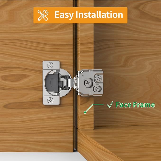 Chibery 20 Pack 1" Overlay 3D Soft Close Concealed Hinge for Face Frame Door, Smooth Slow Self Closing Hinges, Satin Nickel, Hidden 105° Open Angle Stainless Steel Hinge for Kitchen Cabinet Door