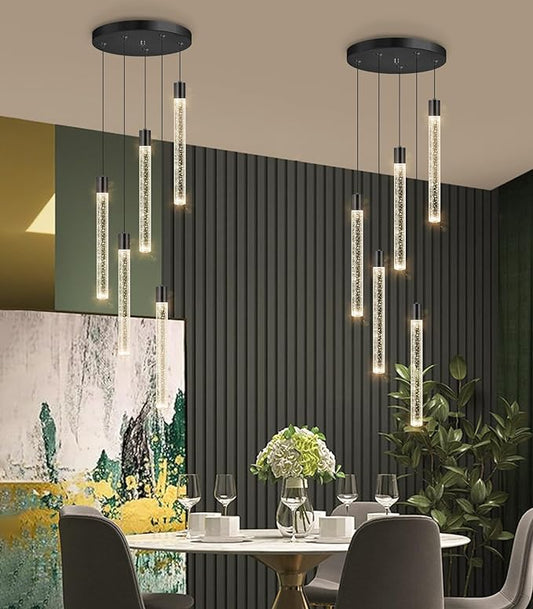 Modern Crystal Chandelier for Dining Room LED Dimmable Pendant Lights Kitchen Island Lighting Ceiling Hanging