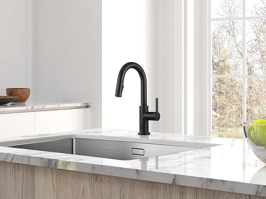 AguaStella AS32MB Matte Black Bar Faucet or Prep Kitchen Sink Faucet with Pull Down Sprayer and Single Handle