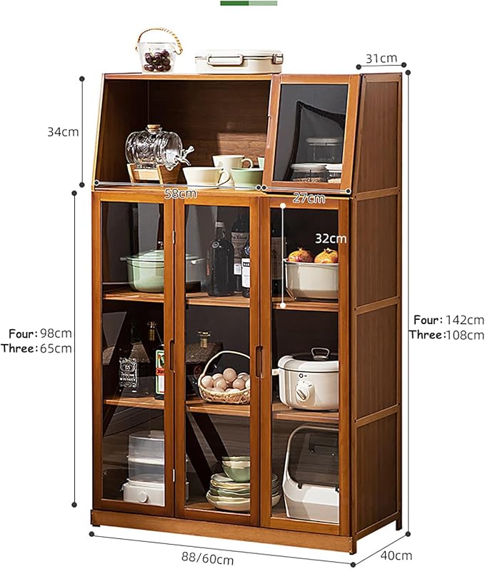 JSDMBD Kitchen Storage Cupboard, Pantry and Freestanding Cabinets, Dustproof and Easy to Clean, Kitchen Island for Spices, Pots and Pans, Storage Shelf for Kitchen, Living Room and Dinning Room