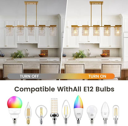 36" Gold Chandelier, 5-Light Crystal Chandeliers for Dining Room, Modern Dining Room Light Fixture, Farmhouse Kitchen Island Lighting, Vintage Hanging Pendant Lights, Dining Chandelier Over Table