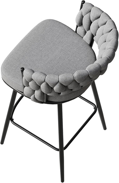 360°Swivel Bar Chairs Set of 2, Equipped with Soft Cushioned backrest Counter Stool, Metal Leg Luxury Kitchen Chair, Suitable for Family Dining, Kitchen Island