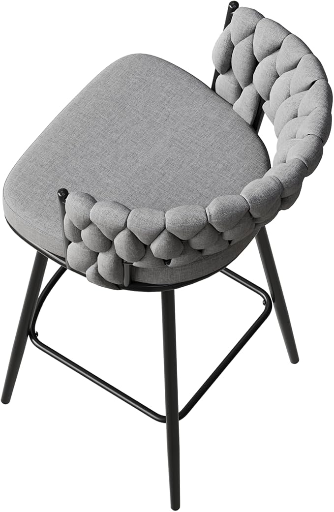 360°Swivel Bar Chairs Set of 2, Equipped with Soft Cushioned backrest Counter Stool, Metal Leg Luxury Kitchen Chair, Suitable for Family Dining, Kitchen Island