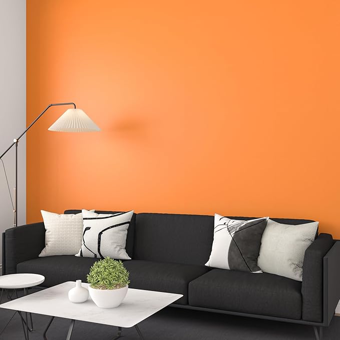Decotalk Orange Wallpaper Solid Orange Peel and Stick Wallpaper 17.7"x120" Contact Paper for Cabinets and Drawers, Solid Color Removable Vinyl Wrap Wall Paper for Bedroom Wall
