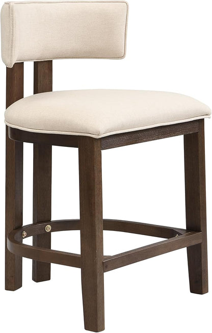 Christopher Knight Home Minso Bar Table and Chairs Set of 2, 3 Piece Bar Table Set with Upholstered Counter Stool, Rubberwood Counter Height Dining Set for 2, Walnut+Beige