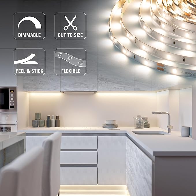 Armacost Lighting RibbonFlex Pro 24V White LED Strip Lights 30 LED/m, 2700K, 8.2 ft 134210