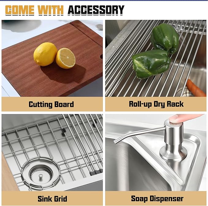 21x18 Inch Kitchen Sink With Dust Lid-Stainless Steel Drop In Single Bowl Built-in Ledge Topmount Workstation Sink Fully Covering Sink To Maintain Cleanliness Suit Outdoor&Indoor Kitchen