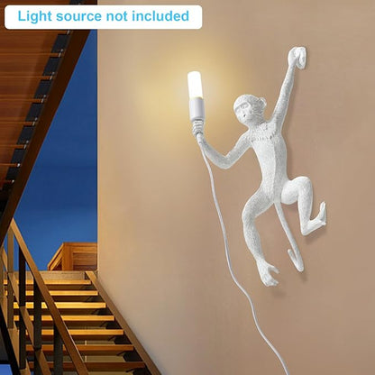 Monkey Wall Lingt, Creative Monkey Shape Plug in Wall Sconces, Industrial Retro Indoor Decorative Animal Light Fixture for Bedroom, Living Room, Childrens Room and Home Decoration