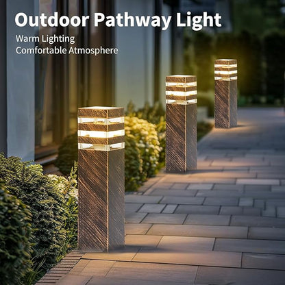 SLAWA 15In Pathway Lights Bronze E26 Outdoor Landscape Path Lights Die-Casted Aluminum Walkway Lights Modern Landscape Sideway Lighting IP65 Waterproof Patio Porch Exterior Floor Lamp with Bulbs