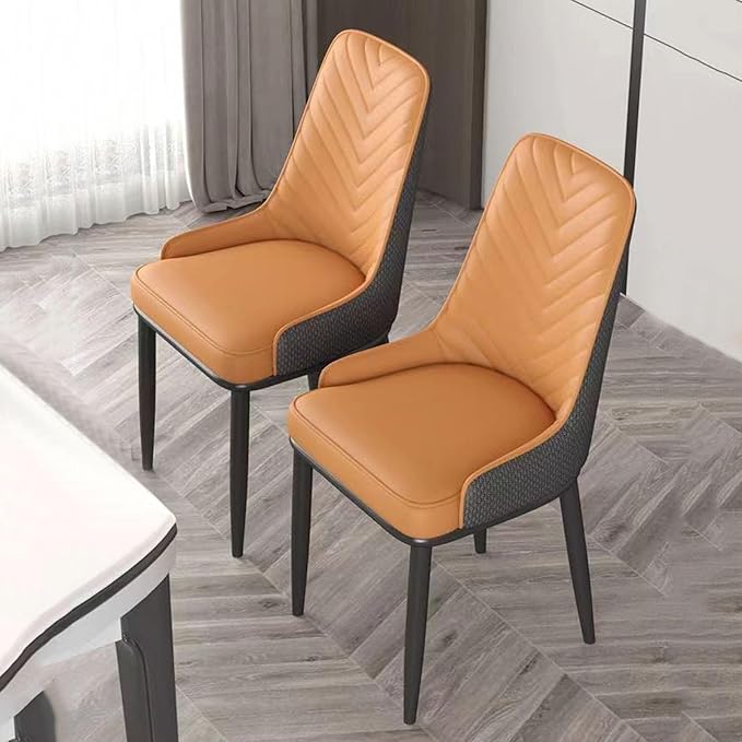 Accent Dining Chairs, PU Leather Chairs, Sleek Black Metal Legs for Living Room/Kitchen Island