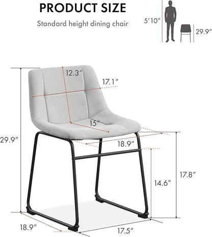 Furniture of America Veradis Modern Bentwood Dining Chairs Set of 2, Chenille Fabric Stool with Back and Metal Frame, Comfortable Upholstered Seating for Kitchen, Living Room, Light Grey, 30 inch