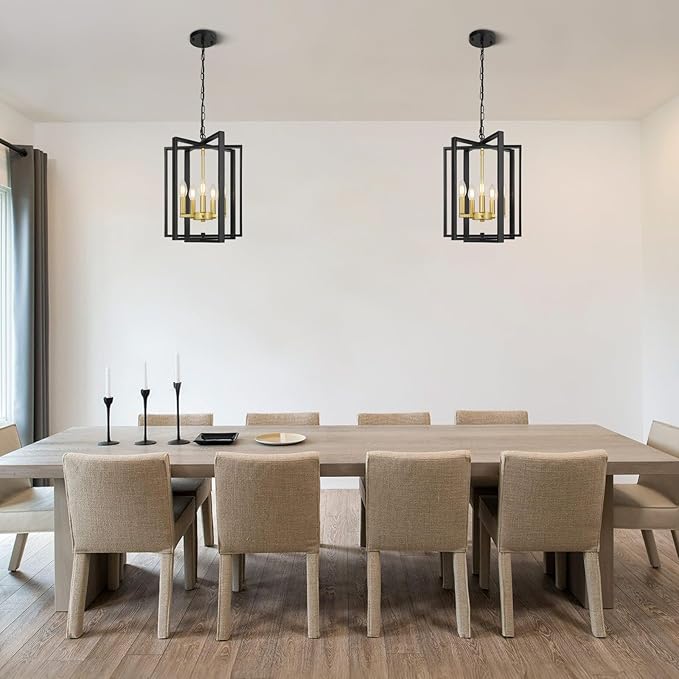 LynPon 12.4"" Black and Gold Chandelier, 5-Light Modern Chandelier for Foyer, Farmhouse Ceiling Light Fixtures Hanging Light for Dining Room, Kitchen, Living Room, Bedroom, Hallway, Stairway, Entryway
