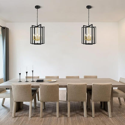 LynPon 12.4"" Black and Gold Chandelier, 5-Light Modern Chandelier for Foyer, Farmhouse Ceiling Light Fixtures Hanging Light for Dining Room, Kitchen, Living Room, Bedroom, Hallway, Stairway, Entryway