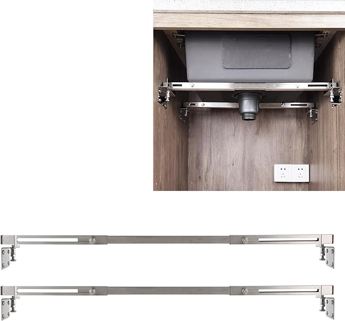 CPT-4 Undermount Sink Supports Brackets Adjustable Stainless Steel Installation Kit for Heavy Duty Undermount Kitchen Sink (20-31.5 inches（51-80cm）)