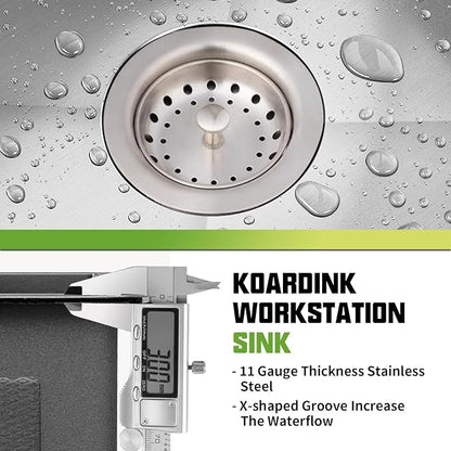 Kitchen Sink, 30x18 Inch Stainless Steel Undermount Modern Single Bowl Drop In Kitchen Sink Combo-Silicon Mat,Drain Strainer Set Offering Large Basin And Compatibility With Various Kitchen&Bar Style