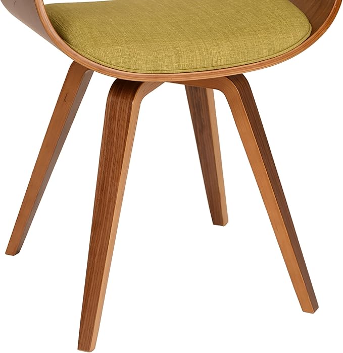 Armen Living Summer Modern Chair in Green Fabric and Walnut Wood - Set of 4