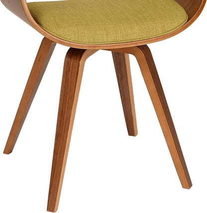 Armen Living Summer Modern Chair in Green Fabric and Walnut Wood - Set of 4