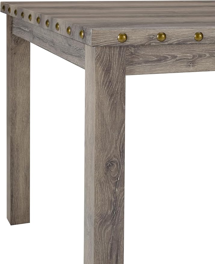42 inch Counter Height Dining Table for 4-6 People, Farmhouse Dining Table with Rubberwood Leg, Rustic Square Bar Table for Dining Room, Kitchen Island