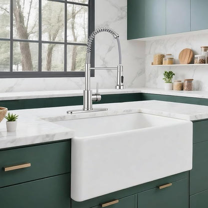 Kitchen Faucet with Pull Down Sprayer 1 Handle Pull Out Spring Sink Faucets 1 Hole Or 3 Hole Stainless Steel (Brush Nickel)