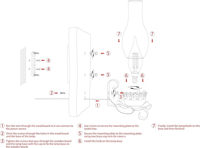 Rustic Wall Sconces Sets of 2, Oil Rubbed Bronze Wall Sconce Indoor Retro Wall Lamps with Amber Glass E12 Wood Bedside Wall Light Fixture for Hallway Living Room Bedroom Fireplace