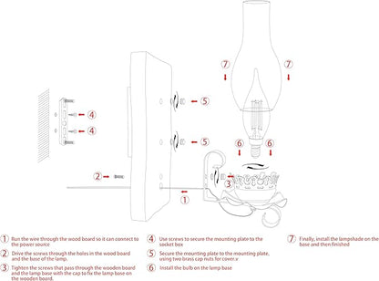 Rustic Wall Sconces Sets of 2, Oil Rubbed Bronze Wall Sconce Indoor Retro Wall Lamps with Amber Glass E12 Wood Bedside Wall Light Fixture for Hallway Living Room Bedroom Fireplace