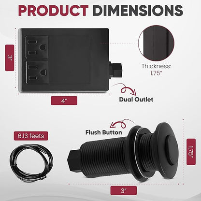 Westbrass ASB-B3-12 Sink Top Waste Disposal Replacement Air Switch Trim Only, Flush Button, Oil Rubbed Bronze