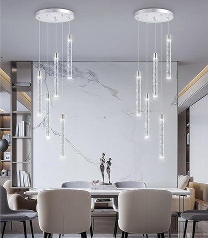 5-Lights Modern Crystal Chandelier for Dining Room LED Pendant Lights Kitchen Island Lighting Dimmable Ceiling Hanging 3000K-6000K