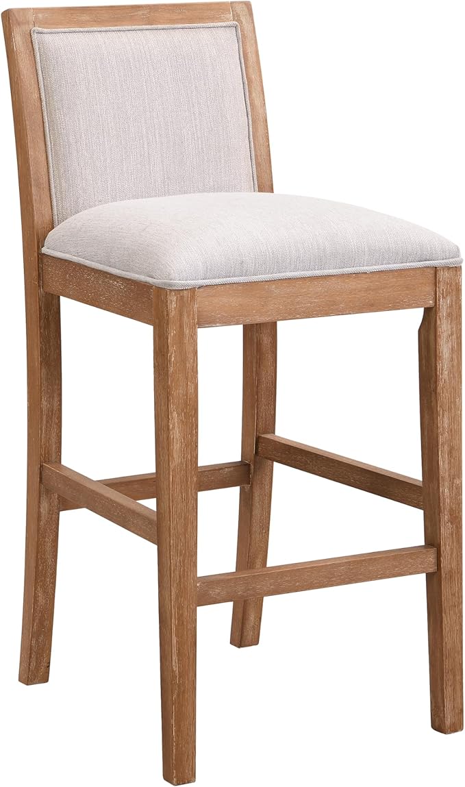 30.5 Inch Height Bar Stools Set of 2, Rubber Wood e,Fabric Sponge Cushion and Upholstered, Retro Bar Chairs Suitable for Kitchen Island,Bedroom,Dining Room.