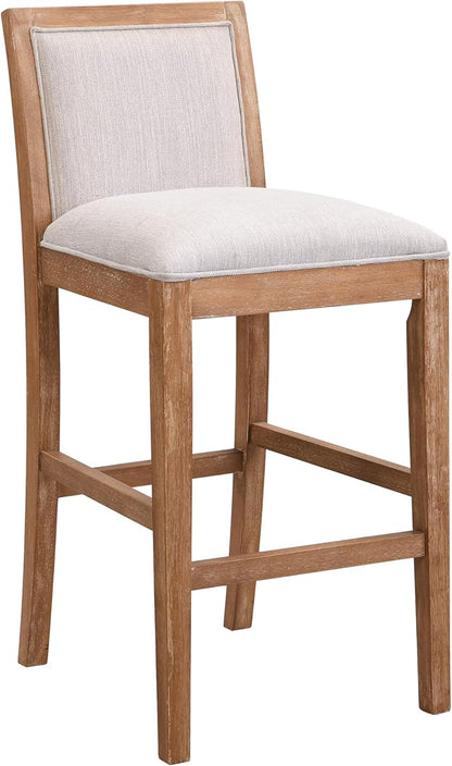 30.5 Inch Height Bar Stools Set of 2, Rubber Wood e,Fabric Sponge Cushion and Upholstered, Retro Bar Chairs Suitable for Kitchen Island,Bedroom,Dining Room.
