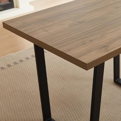 HIPIHOM 42.9 Modern Dining Kitchen Table for 4, Space-Saving Rectangular Design with Metal Legs, Suitable for Dining Room Kitchen Restaurant (Walnut Table)