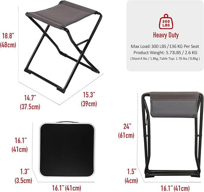 SUNNYFEEL 3 in 1 Folding Camping Table, Stool, and Footrest, Lightweight Portable up to 300 LBS, Easy to Carry for Beach, Fishing, Trip, Picnic, Lawn, Concert Outdoor