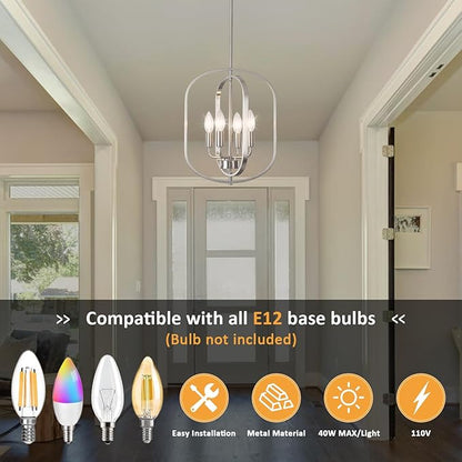 Nickel Chandelier Light, Modern Farmhouse Chandeliers for Dining Room Light Fixture, Adjustable Pendant Lights Kitchen Island Foyer Lighting Fixtures Rustic Kitchen Chandelier for Entryway Living Room