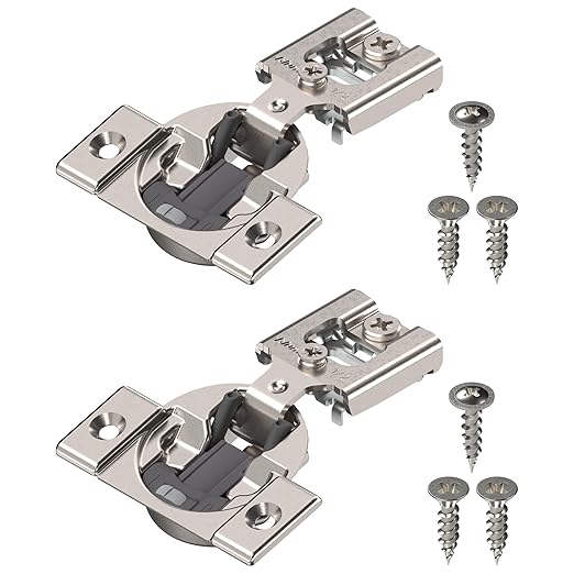 Blum Compact BLUMOTION Hinge (1 Kit), 1/2" Overlay, 105° Opening Angle, Steel, Integrated Soft-Close Hinges for Face Frame Cabinets