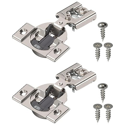 Blum Compact BLUMOTION Hinge (1 Kit), 1/2" Overlay, 105° Opening Angle, Steel, Integrated Soft-Close Hinges for Face Frame Cabinets