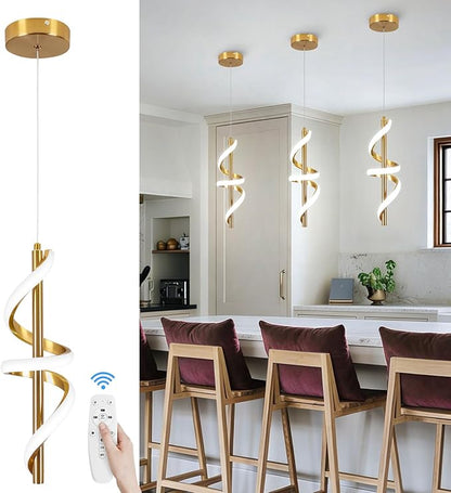 CANEOE Pendant Light Fixtures, Adjustable Modern Pendant Light for Kitchen Island Small Pendant Lighting for Kitchen Island Dining Room Bar Living Room Bedroom,1 Pack (Gold,Dimmable)